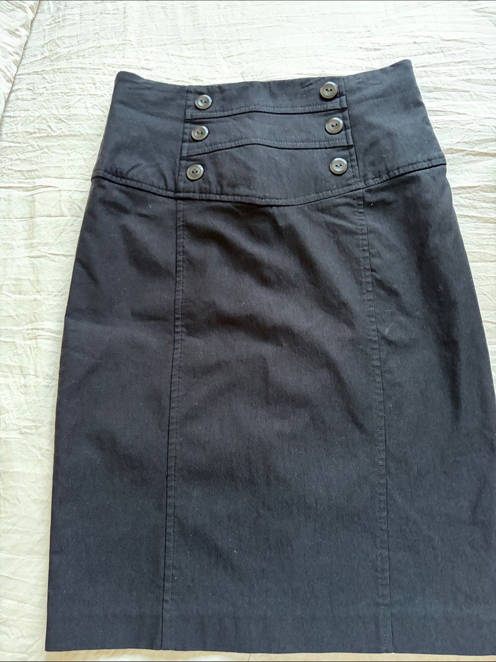 Bwear Black High-Rise Six-Button Pencil Skirt
